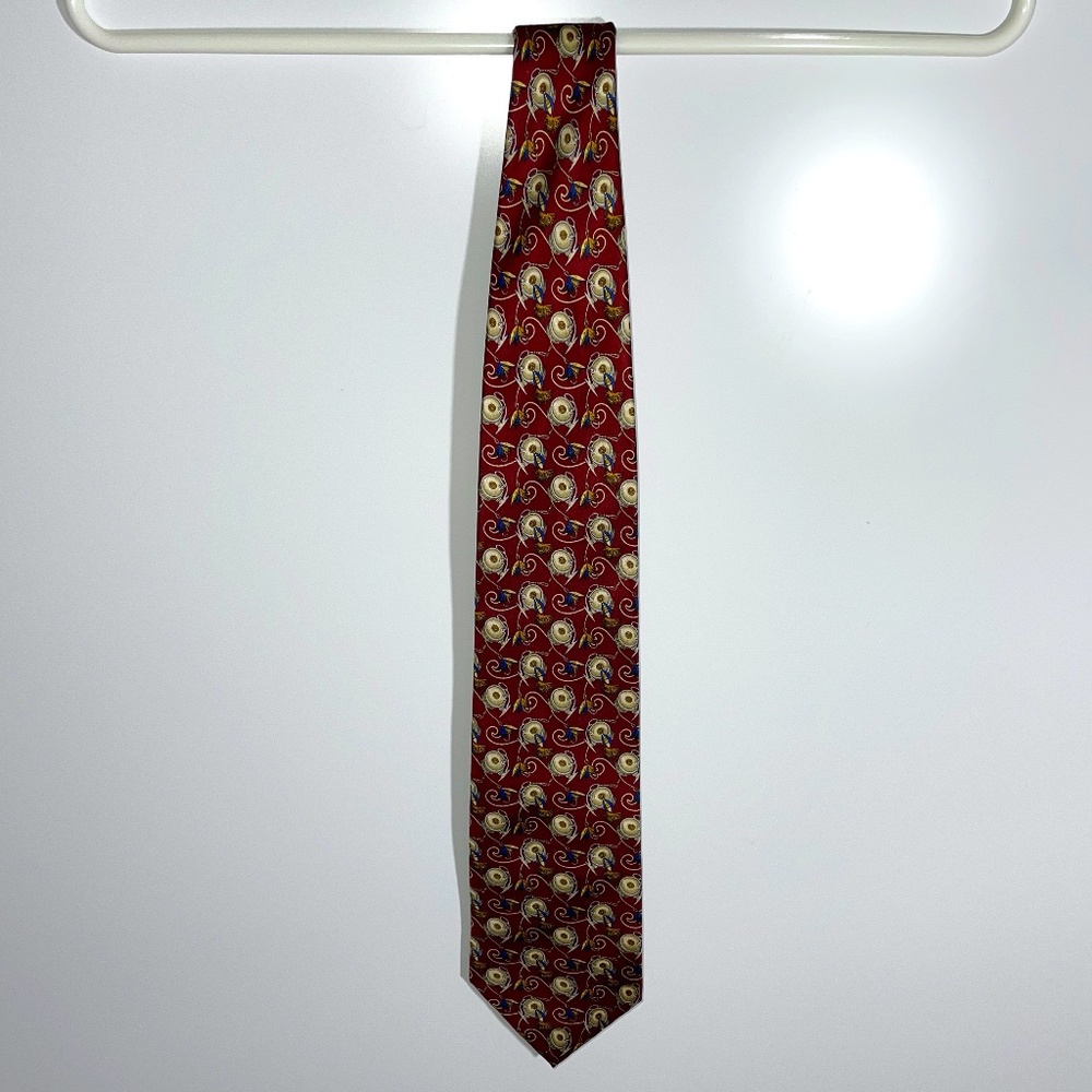 Fendi‎ Italy Silk Burgundy Fishing Tie